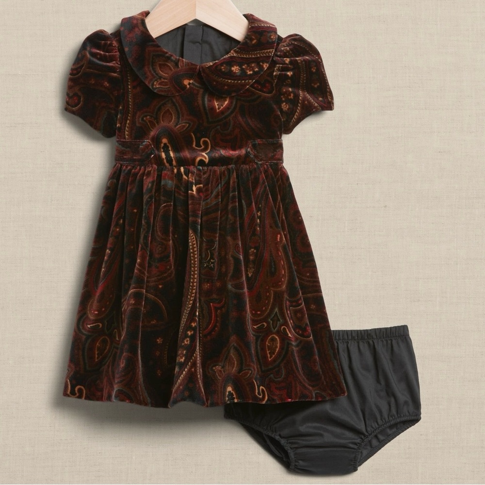 Banana Republic Baby Velvet Dress Paisley Size 0-3 Months
